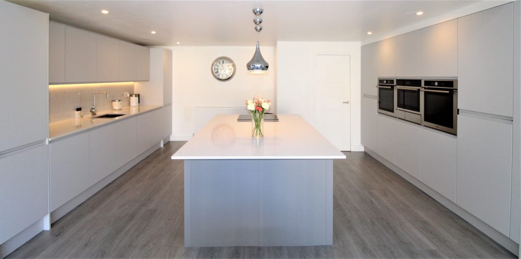 Contemporary Kitchen in Light and Dark Matt Grey - Noble Kitchens, Coventry and Warwickshire